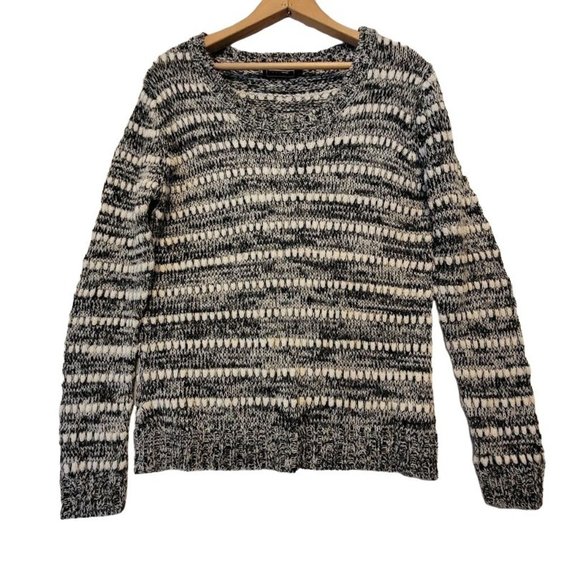Effeci Creazioni Sweaters - Effeci Creazioni Black White Blended Striped Cable Knit Pullover Sweater Size M